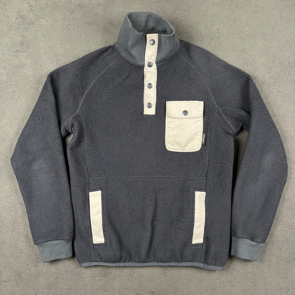 Cotopaxi Cubre Pullover Mens XS Driftwood Gray Sherpa Fleece Snap Mock Neck